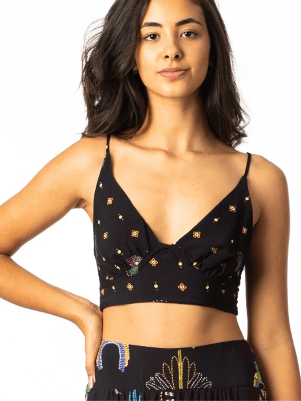 Anthropologie Farm Rio Black Printed Bralette - Unbranded